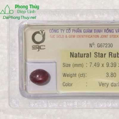 Viên đá ruby sao kiểm định tự nhiên RBS3.8