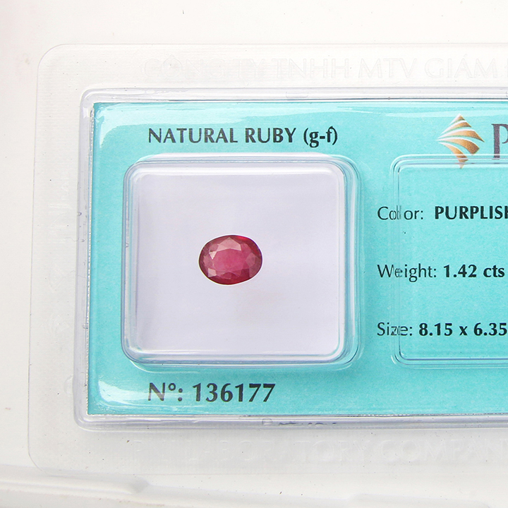Viên đá quý phong thủy tự nhiên Ruby RBG1.42