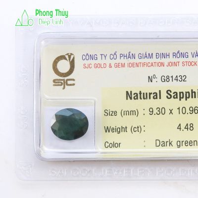 Viên đá sapphire xanh lá thiên nhiên SPKD4.48-G81432