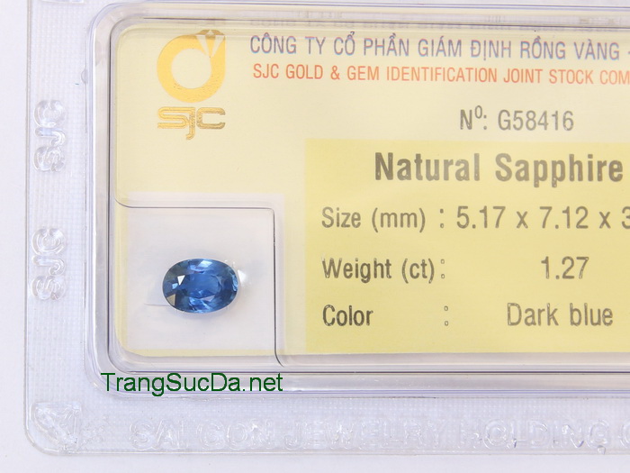 Da sapphire xanh bien