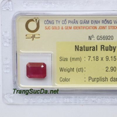 Viên đá ruby kiểm định tự nhiên RBG2.90