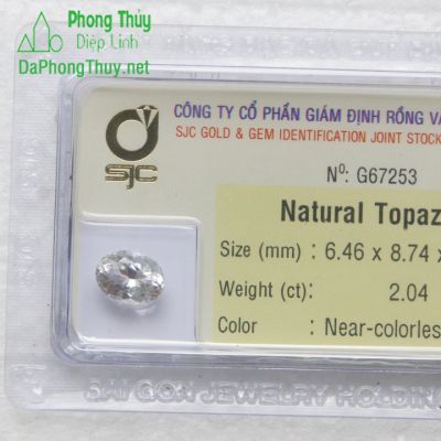 Viên đá phong thuỷ topaz trắng pazt2.04