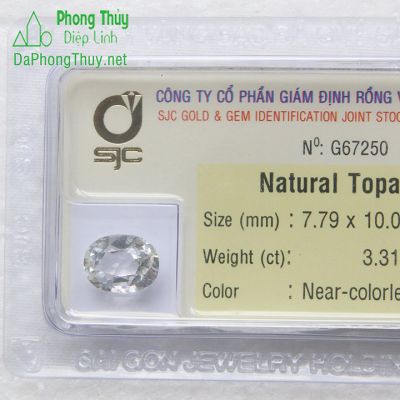 Viên đá phong thuỷ topaz trắng pazt3.31