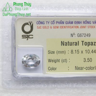 Viên đá phong thuỷ topaz trắng pazt3.5