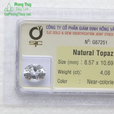 Viên đá phong thuỷ topaz trắng pazt4.08