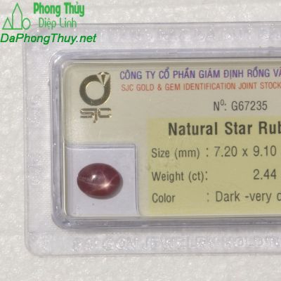 Viên đá ruby sao kiểm định tự nhiên RBS2.44