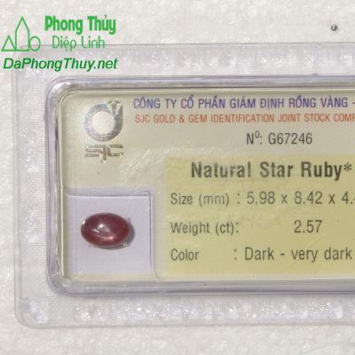 Viên đá ruby sao kiểm định tự nhiên RBS2.57