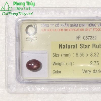 Viên đá ruby sao kiểm định tự nhiên RBS2.75