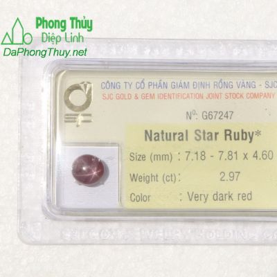 Viên đá ruby sao kiểm định tự nhiên RBS2.97