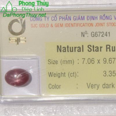 Viên đá ruby sao kiểm định tự nhiên RBS3.35