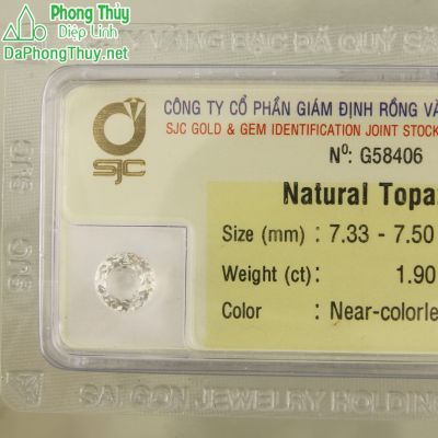 Viên đá phong thuỷ topaz trắng paz1.9