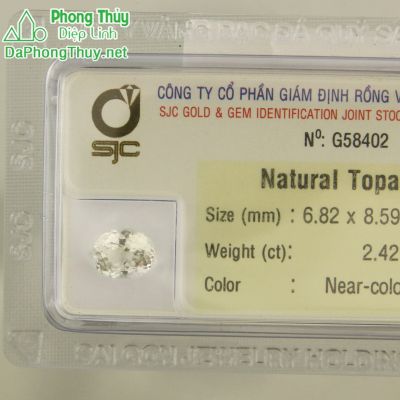 Viên đá phong thuỷ topaz trắng paz2.42