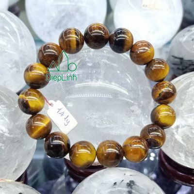 Vòng tay mắt hổ vàng  nâu Tiger Eye 14mm