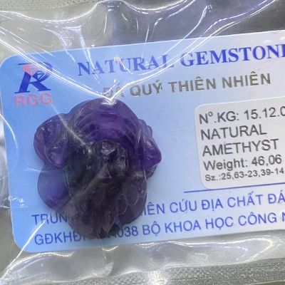 Linh Vật Thiềm Thừ Đá Thạch Anh Tím Amethyst Phong Thủy Tự Nhiên Kiểm Định 151206