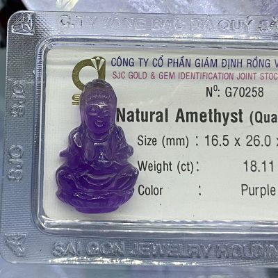 Tượng Tôn Phật Quan Thế Âm Bồ Tát Đá Thạch Anh Tím Amethyst Phong Thủy Tự Nhiên Kiểm Định 70258