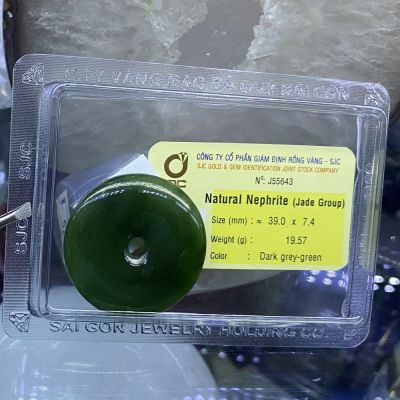 Ngọc Bội Đồng Điếu Ngọc Bích Nephrite Phong Thuỷ Tự Nhiên Kiểm Định J55643