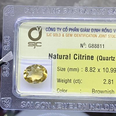 Viên Đá Thạch Anh Vàng Citrine Tự Nhiên Kiểm Định Phong Thuỷ G88811