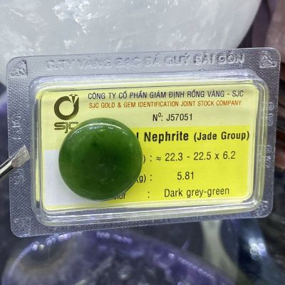 Ngọc Bội Đồng Điếu Ngọc Bích Nephrite Phong Thuỷ Tự Nhiên Kiểm Định J57051