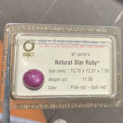 Viên đá ruby sao kiểm định tự nhiên RBS11.98