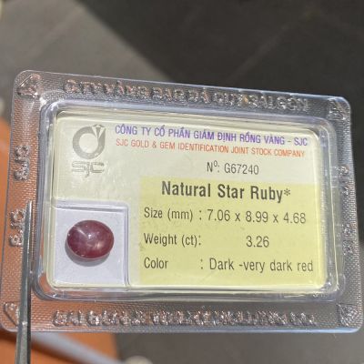 Viên đá ruby sao kiểm định tự nhiên RBS3.26