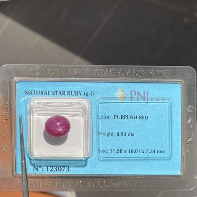 Viên đá ruby sao kiểm định tự nhiên RBS8.93